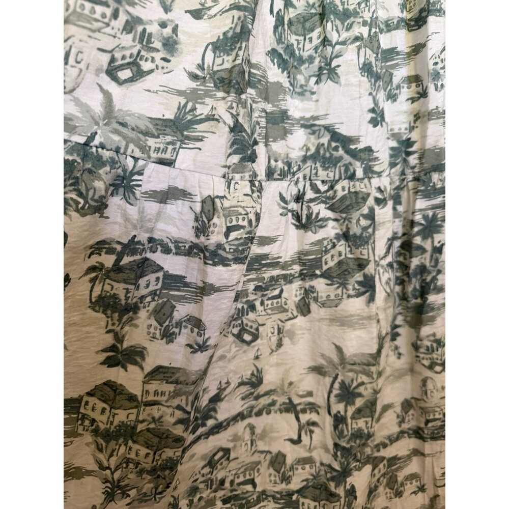 Abercrombie & Fitch Toile Tropical Beach Scene Maxi Dress M Tall Halter Tiered - Picture 7 of 8